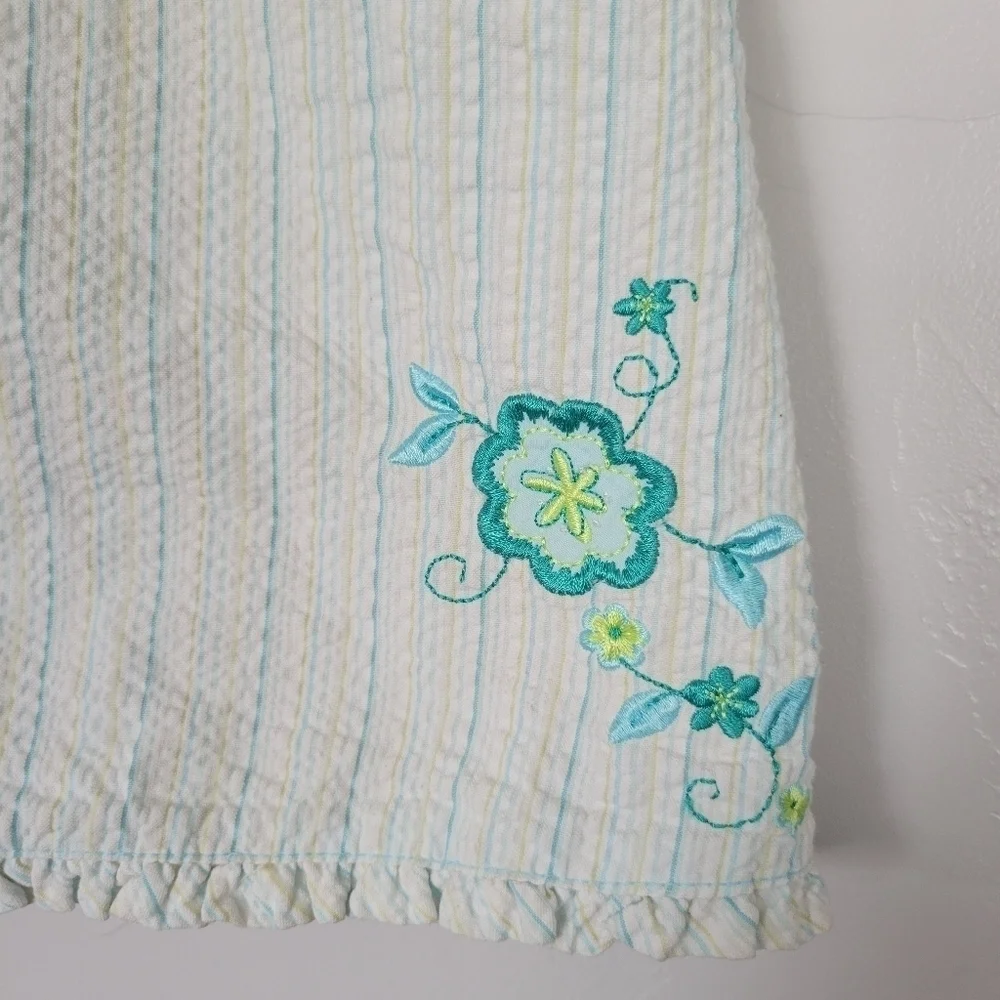 Carter's Kids Baby Girl 12-18 Months Tank Dress White Blue Green Stripe Floral